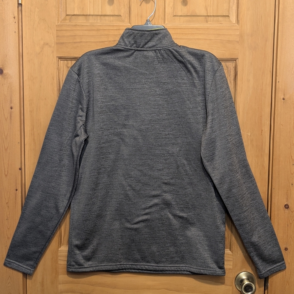 Batman DC Comic 1/4 Zip Pullover Small Gray Yellow Logo Sweater Activewear Retro - Picture 6 of 10
